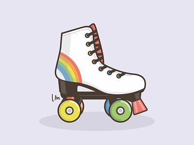 14/31 ROLLER SKATE 80s flat illustration pastels rainbow retro roller simple skates vector