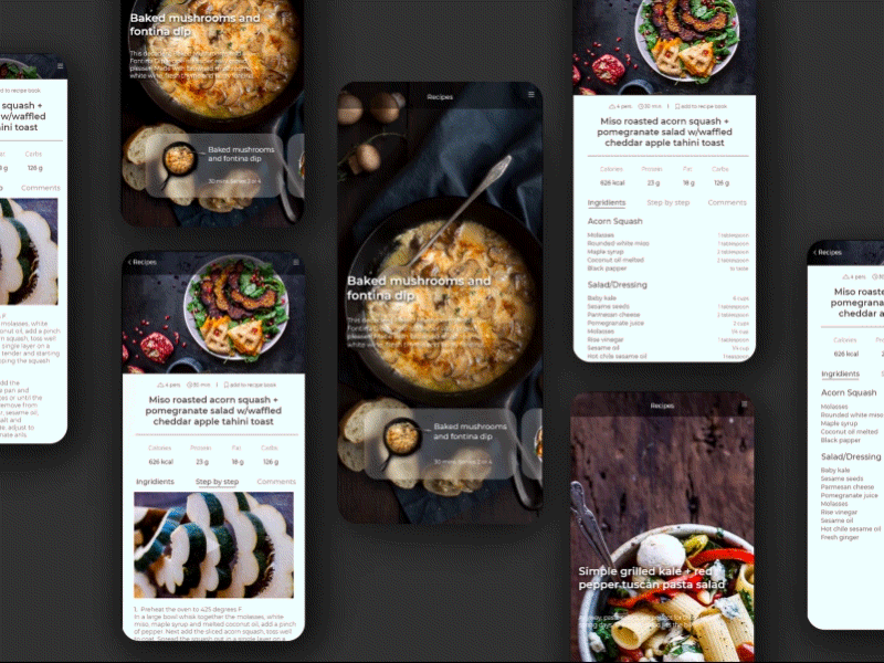 Cook Book animation app cook design ui ux