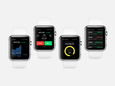 Watch App Design for the Investments Broker apple apple watch branding broker design finance financial fintech stocks trading ui