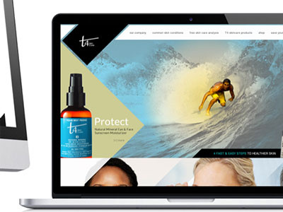 T4 Skincare angles ecommecre flat page responsive site web