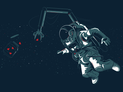 Lost in Code astronaut color design illustration intergalactic space