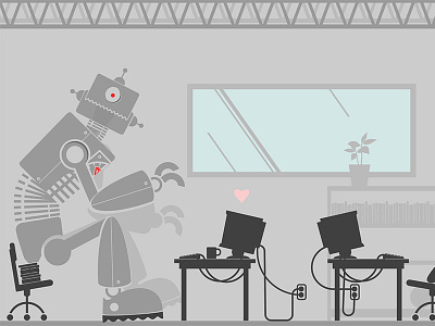 Computer Love flat illustration programming robot robots