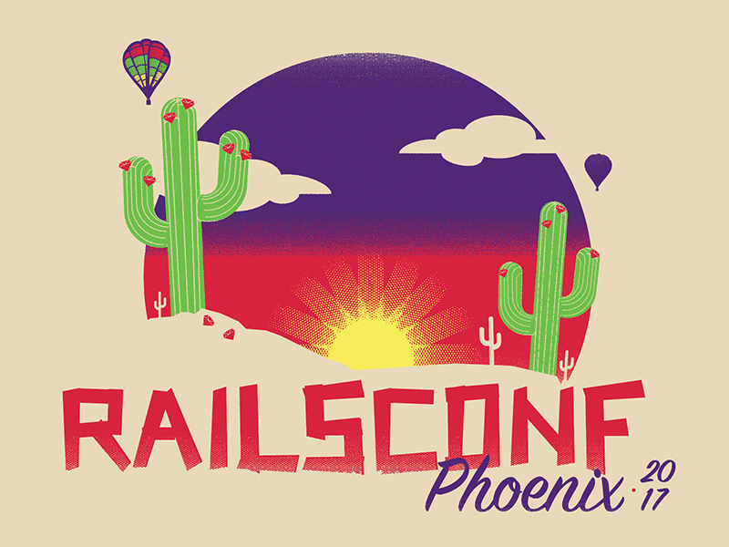 Railsconf 2017 cactus flat illustration rails ruby scenery texture
