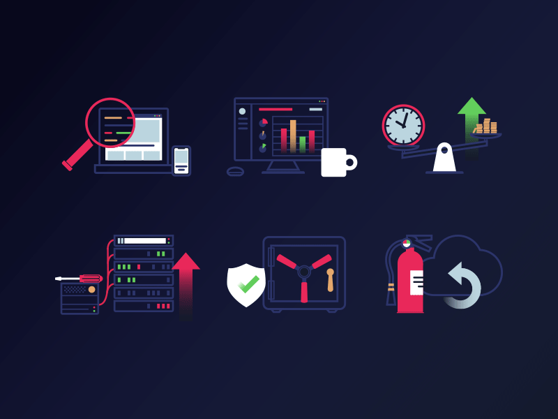 Icons 2d color flat gradient icon networking networks vector