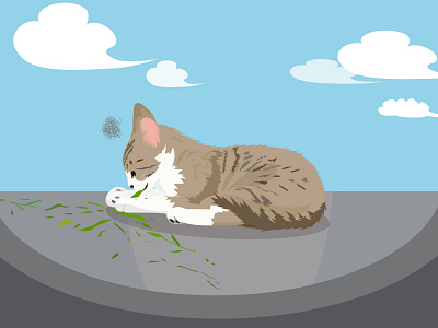 tasting animal cat character design game graphic illustration logo nature playing sky vector web webdesign イラスト