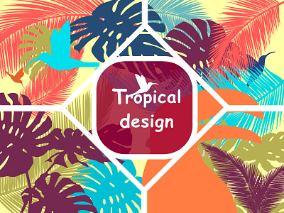 tropical design animal bird design flower illustration leaf logo nature vector
