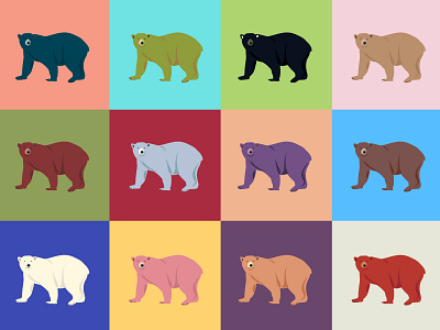 color bears animal bear branding color colorful colorful design design icon illustration illustrator logo nature silhouette vector wild wildlife