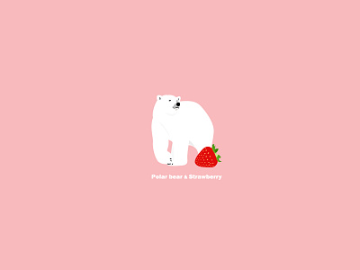 Polar bear and Strawberry advertising animal art bear business card design fruit icon illustration logo nature stationery typography vector vegetable web イラスト