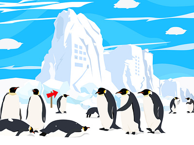 Vacation animal art bird cold design fun ice illustration penguin summer vector web winter