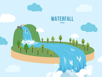 The waterfall in the sky air design fun icon illustration landscape logo sky ui vector water イラスト