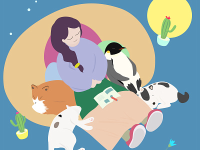Sweet dreams animal animation cat design dog fox illusr illustration logo penguin sleep ui イラスト