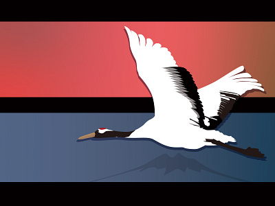 Red-Crowned crane branding illustration logo ロゴ