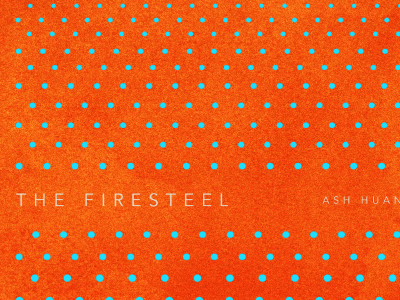 The Firesteel, 9 circles orange patterns sky blue the firesteel watercolor