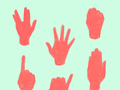 hand green hand illustration painted pink silhouette watermelon