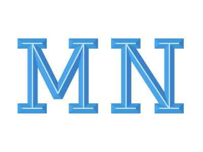 For M blue geometry m n serif type typography