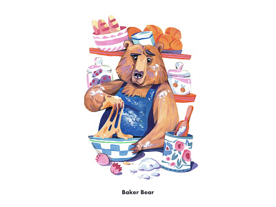 Baker Bear animal baker bear character character design children book illustration illustration painting