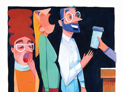 Coffee city coffee editorial editorial illustration gouache illustration morning painting people urban
