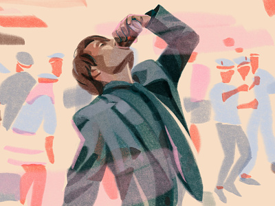 Another Round / Druk (original title), movie/2020 actor alcohol editorial editorial illustration illustration mads mikkelsen movie party