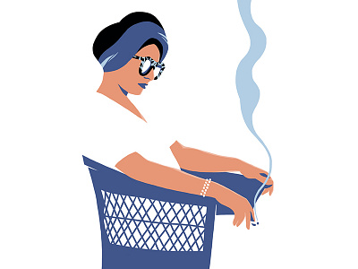 duotone cigarette duotone editorial magazine smoke summer sunglasses wicker chair woman