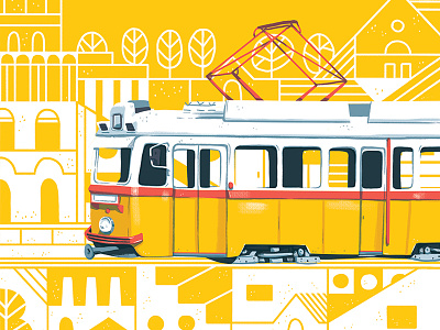 Adventures on the grand boulevard buildings city map museum passenger pattern public transport tram transport urban vehicle yellow