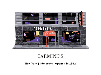 Carmine's building culinary editorial illustration food illustration restaurant washinton post