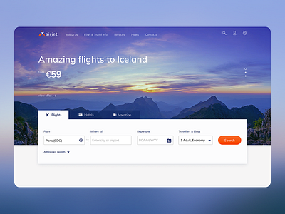 Flight booking website for Air Jet