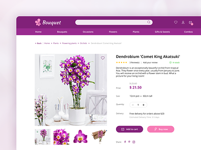 Online Flowers Shop – Item Page concept design flower shop flowers item card item page ui ux webdesign website