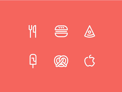Food Icons apple burger cutlery design food ice cream icon line pizza pretzel