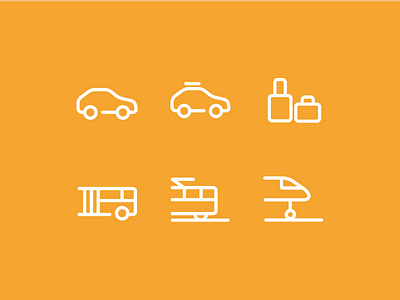 Transport Icons bags bus car design icon line plane taxi train transport