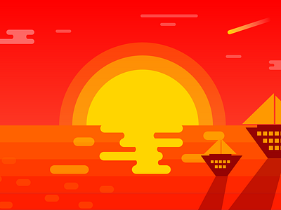 Sunset branding design flat icon illustration illustrator minimal ui ux vector web website