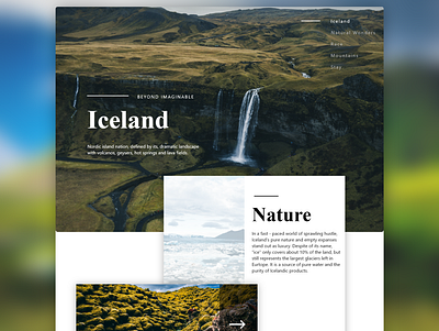 Iceland landing page branding design flat illustration illustrator minimal ui ux web website