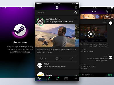 Steam Mobile app app design loading social ui ux