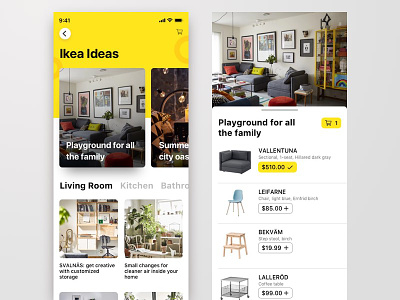 Ikea Ideas app cards dashboard design explore furniture homepage ikea interior shop ui ux
