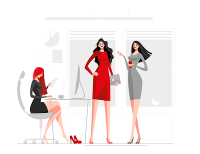 office design girl illustration office vector womans