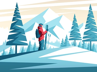 mountains illustration mountains ski skier vector