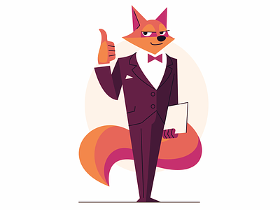 Fox in a suit adobe illustrator design fox icon illustration office suit thumbs up vector