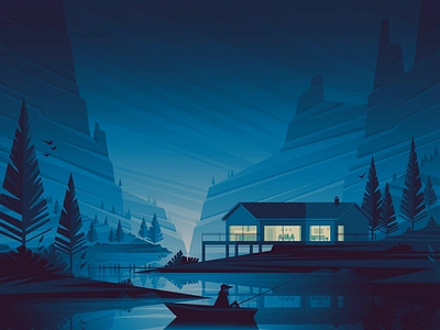 Landscape adobe illustrator house lake landscape landscape illustration mountain vector vectorart vectorillustration