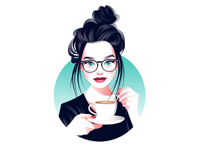 Coffee time adobe illustrator coffee girl gradient illustrator vector woman