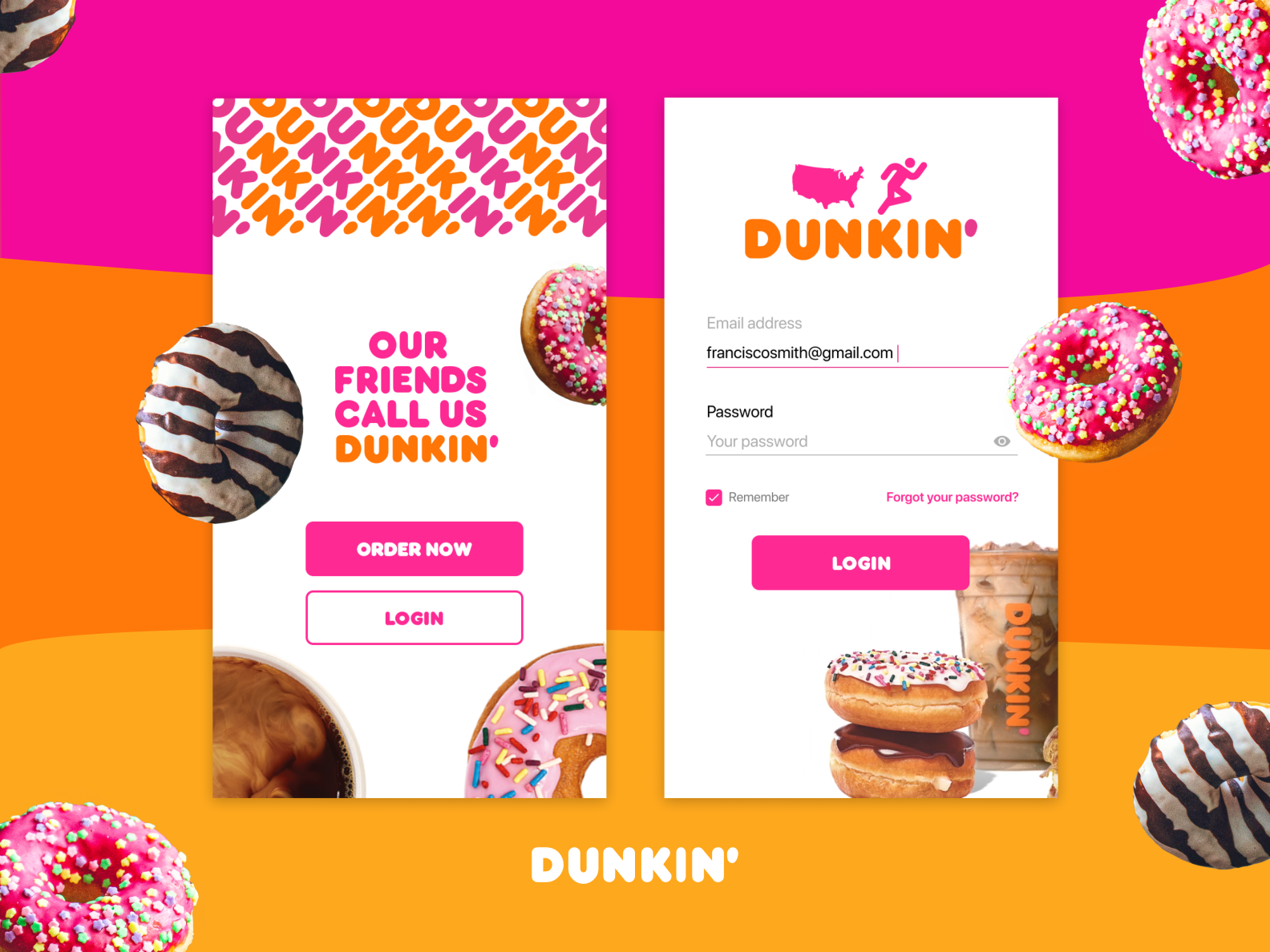 Dunkin Donuts Login App By Sebastian Gonzales On Dribbble