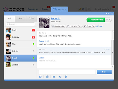 Modal messenger add chat icons list message messenger modal online popup send sound talk text ui user window