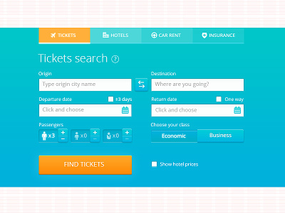 Tickets search form #2 add button find flight form hotels icons search tickets ui