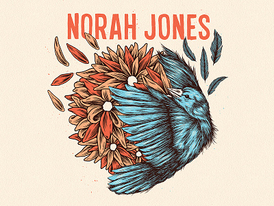 Norah Jones - Fall Tour 2015 bird flowers merch norah jones paul granese poster print tour