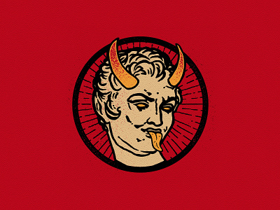 Burn in Hell circle devil horns illustration merch design paul granese red