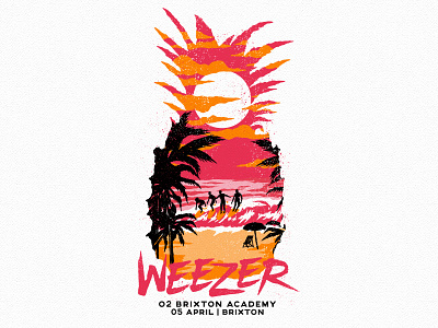 Weezer design illustration london paul granese pineapple surf typography weezer
