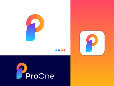 Modern PO Letter Logo - ProOne Logo Design