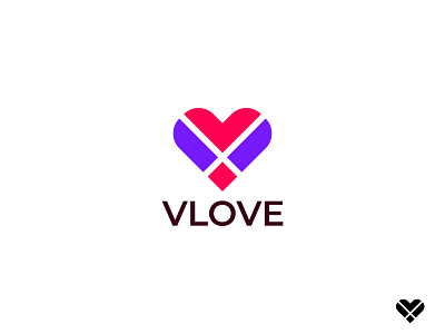 V+Love Logo - Logo Design for vlove abstract agency logo app icon app logo brand identity branding letter logos lettering logo logo logo design logo designs logo mark symbol logotype love logo minimal modern logo modern logos v letter v letter logo v love