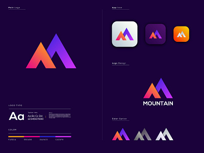 Mountain Logo Design alphabet app icon branding branding design corporate creativity graphic design illustration letter logo logo design logotype m letter m logo m mountain logo modern mountain typography ui web