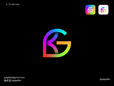 K + G Modern Letter Logo Icon
