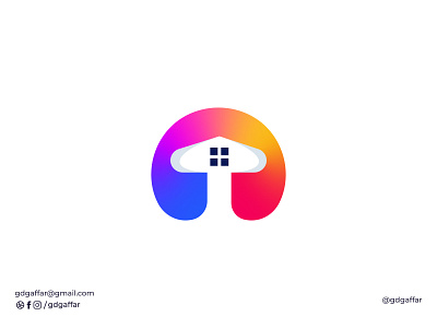 T Letter + Modern Home + Real Estate Logo