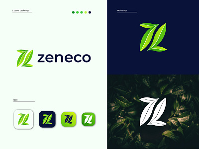 Zeneco Logo Design - Z Letter Leaf Logo